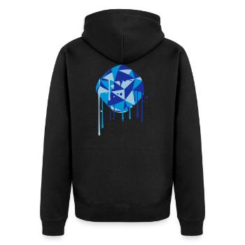ball art spray graffiti drip round circle blue - Unisex Premium Organic Zip Hoodie - black - Back - Nico (187cm)