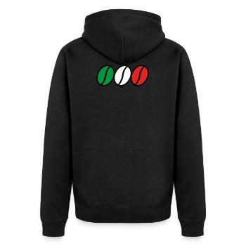 BARISTA. CAFFÈ ITALIANO - Unisex Premium Bio Zip Hoodie - Schwarz - Hinten - Nico (187cm)