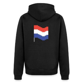 Niederlande Flagge Pixel Art - Unisex Premium Bio Zip Hoodie - Schwarz - Hinten - Nico (187cm)