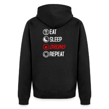 Schlagzeug Drumsticks Instrument - Unisex Premium Bio Zip Hoodie - Schwarz - Hinten - Nico (187cm)
