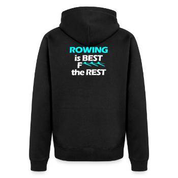 Rudern Ruderer - Unisex Premium Bio Zip Hoodie - Schwarz - Hinten - Nico (187cm)