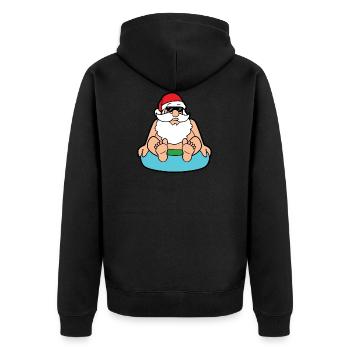 Lustiger Weihnachtsmann Santa Claus Weihnachten - Unisex Premium Bio Zip Hoodie - Schwarz - Hinten - Nico (187cm)