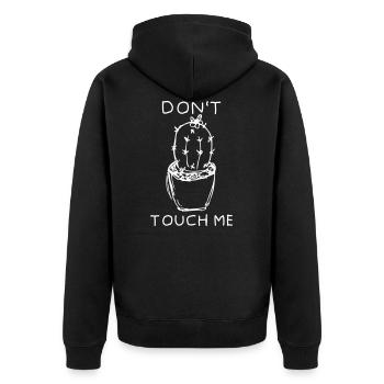 Fass mich nicht an! Stacheliger Kaktus - Unisex Premium Bio Zip Hoodie - Schwarz - Hinten - Nico (187cm)