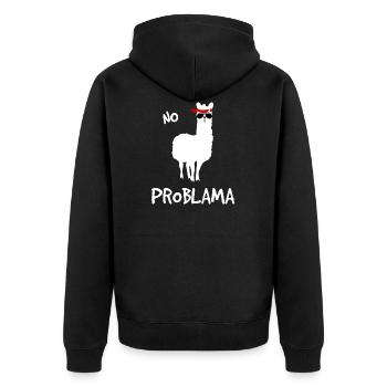 No Problama white - Unisex Premium Organic Zip Hoodie - black - Back - Nico (187cm)
