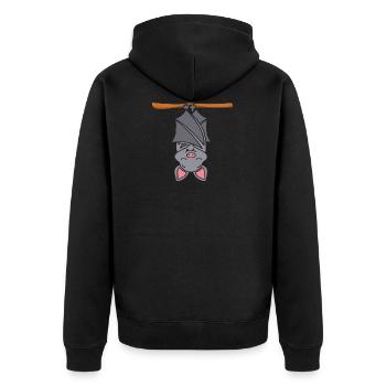 Fledermaus - Unisex Premium Bio Zip Hoodie - Schwarz - Hinten - Nico (187cm)