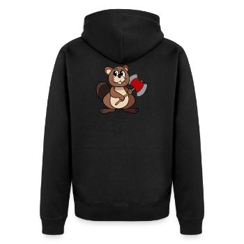 Biber - Unisex Premium Bio Zip Hoodie - Schwarz - Hinten - Nico (187cm)