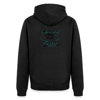Ehrenamtliche Arbeit macht glücklich - Unisex Premium Bio Zip Hoodie - Schwarz - Hinten - Nico (187cm)
