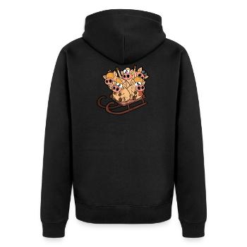 Retro vintage grunge style sledging snow - Unisex Premium Organic Zip Hoodie - black - Back - Nico (187cm)