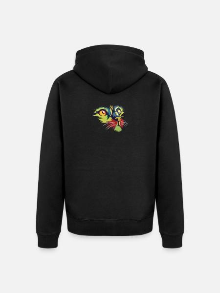 Rainbow Cat - Premium Design - Unisex Premium Organic Zip Hoodie - black