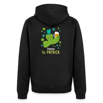 St. Patrick - Unisex Premium Organic Zip Hoodie - black - Back - Nico (187cm)