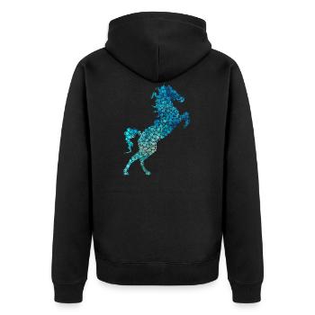 horse - Unisex Premium Organic Zip Hoodie - black - Back - Nico (187cm)