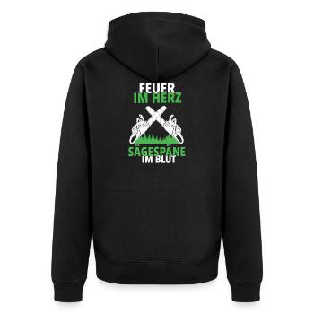 Holzfäller Waldarbeiter Holz machen Kettensäge - Unisex Premium Bio Zip Hoodie - Schwarz - Hinten - Nico (187cm)