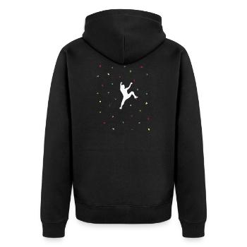 Bouldern Climbing Klettern - Unisex Premium Bio Zip Hoodie - Schwarz - Hinten - Nico (187cm)