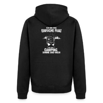 CAMPING CAMPER ZELTEN BERGE - Unisex Premium Bio Zip Hoodie - Schwarz - Hinten - Nico (187cm)
