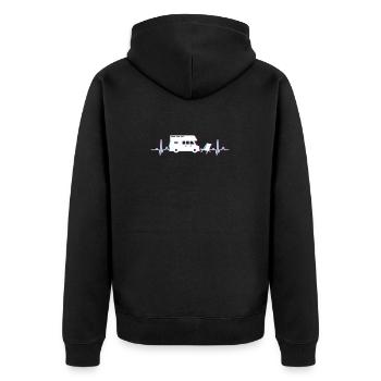 CAMPING CAMPER ZELTEN BERGE - Unisex Premium Bio Zip Hoodie - Schwarz - Hinten - Nico (187cm)
