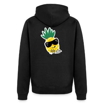 Hallo Ananas - Unisex Premium Bio Zip Hoodie - Schwarz - Hinten - Nico (187cm)