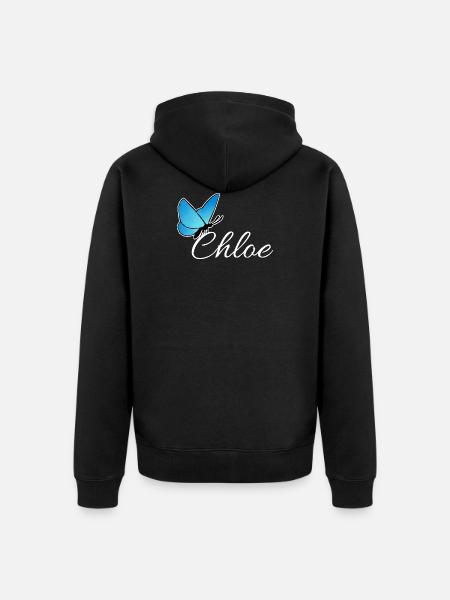 Chloe with blue butterfly LiS - Unisex Premium Organic Zip Hoodie - black