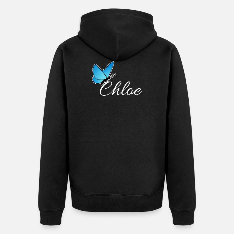 Chloé avec papillon bleu LiS - Veste à capuche bio Premium Unisexe - noir
