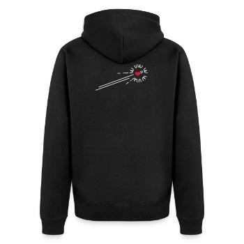 Cartoon Heart / Flying Heart (2c) - Unisex Premium Organic Zip Hoodie - black - Back - Nico (187cm)