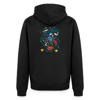 Underwater World I Fish and Sea Animals - Unisex Premium Organic Zip Hoodie - black - Back - Nico (187cm)