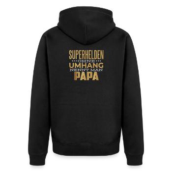 Superhelden ohne Umhang nennt man Papa - Unisex Premium Bio Zip Hoodie - Schwarz - Hinten - Nico (187cm)