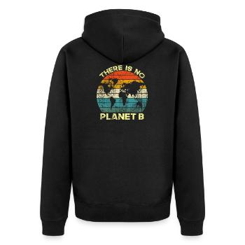 Es gibt keinen Planeten B - Unisex Premium Bio Zip Hoodie - Schwarz - Hinten - Nico (187cm)