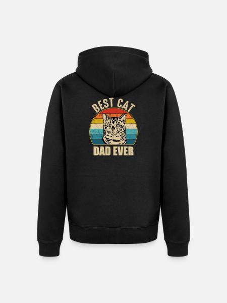 Best cat dad ever - Unisex Premium Organic Zip Hoodie - black