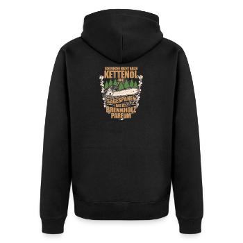Brennholz Parfüm - Holz - Unisex Premium Bio Zip Hoodie - Schwarz - Hinten - Nico (187cm)