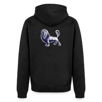 T-shirt Lion. Motif animal. - Veste à capuche bio Premium Unisexe - noir - Dos - Nico (187cm)