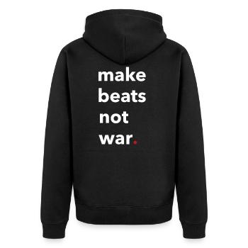 Hip Hop Rap Make Beats Not War Geschenk - Unisex Premium Bio Zip Hoodie - Schwarz - Hinten - Nico (187cm)