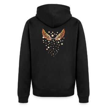 feathers and stars - Unisex Premium Organic Zip Hoodie - black - Back - Nico (187cm)