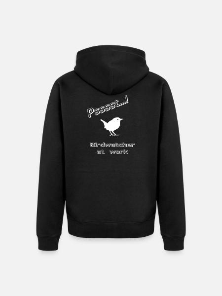 Birdwatcher at work - Wren - Unisex Premium Organic Zip Hoodie - black