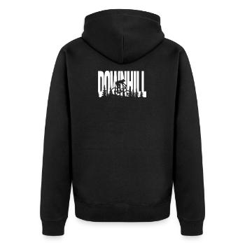 Downhill - Mountainbike MTB Fahrrad - Unisex Premium Bio Zip Hoodie - Schwarz - Hinten - Nico (187cm)