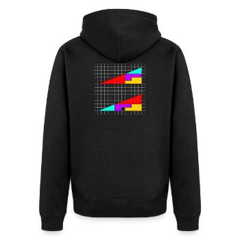 Dreiecke mit fehlendem Quadrat - Unisex Premium Bio Zip Hoodie - Schwarz - Hinten - Nico (187cm)