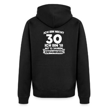 Ich bin nicht 30 - 30. Geburtstag - Unisex Premium Bio Zip Hoodie - Schwarz - Hinten - Nico (187cm)
