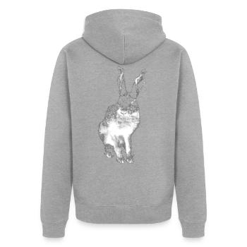 Hase - Unisex Premium Bio Zip Hoodie - Grau meliert - Hinten - Nico (187cm)