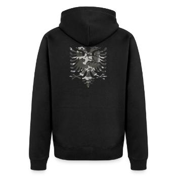 Albanian Eagle - Unisex Premium Organic Zip Hoodie - black - Back - Nico (187cm)