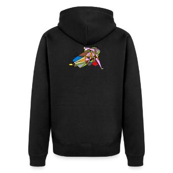 nice - Unisex Premium Organic Zip Hoodie - black - Back - Nico (187cm)