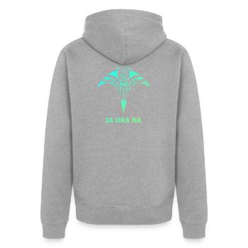 Raie Tahitienne - Veste à capuche bio Premium Unisexe - gris chiné - Dos - Nico (187cm)