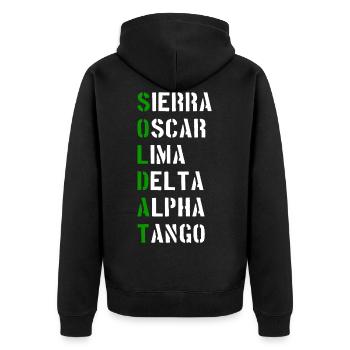 Soldat. Soldaten. Bundeswehr. Bundesheer. - Unisex Premium Bio Zip Hoodie - Schwarz - Hinten - Nico (187cm)