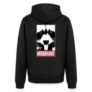 Racoon Misbehave - Unisex Premium Bio Zip Hoodie - Schwarz - Hinten - Nico (187cm)