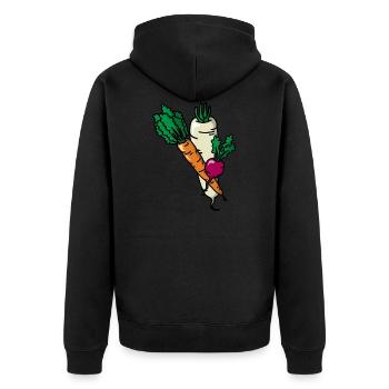 Gemüse Gemüsegarten Vegetables Garden Gärtner - Unisex Premium Bio Zip Hoodie - Schwarz - Hinten - Nico (187cm)
