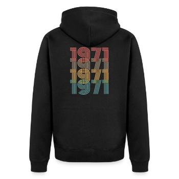 Jahrgang 1971 - Unisex Premium Bio Zip Hoodie - Schwarz - Hinten - Nico (187cm)