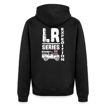 Landy Series Expedition - Unisex Premium Organic Zip Hoodie - black - Back - Nico (187cm)