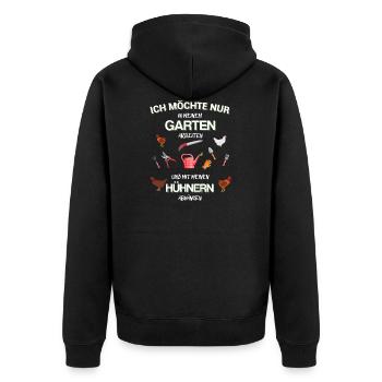 Garten Gärtner Gartenarbeit Hühner Geschenkidee - Unisex Premium Bio Zip Hoodie - Schwarz - Hinten - Nico (187cm)