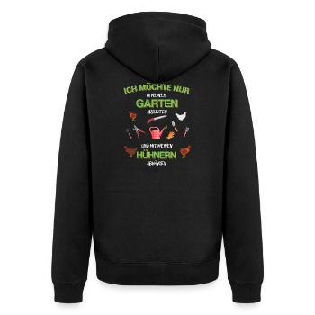 Garten Gärtner Gartenarbeit Hühner Geschenkidee - Unisex Premium Bio Zip Hoodie - Schwarz - Hinten - Nico (187cm)