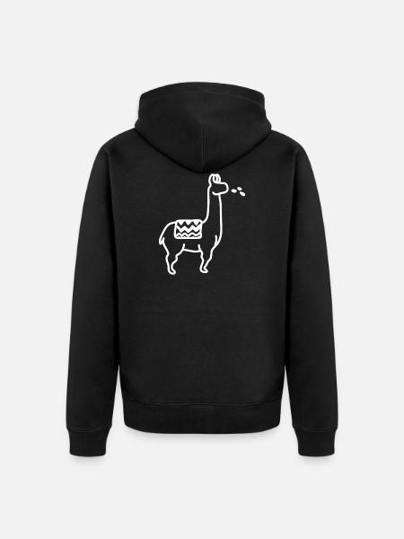 Llama spitting - Unisex Premium Organic Zip Hoodie - black