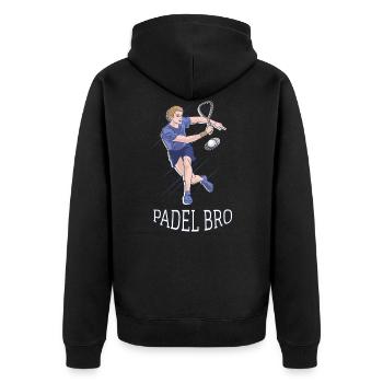 Padel bro Pade-Tennis Padeltennis - Unisex Premium Bio Zip Hoodie - Schwarz - Hinten - Nico (187cm)
