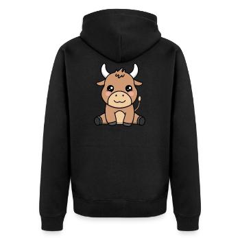 Cute Bull - Unisex Premium Organic Zip Hoodie - black - Back - Nico (187cm)