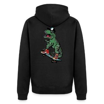 Dino Dinosaur Skateboard T-Rex - Unisex Premium Organic Zip Hoodie - black - Back - Nico (187cm)